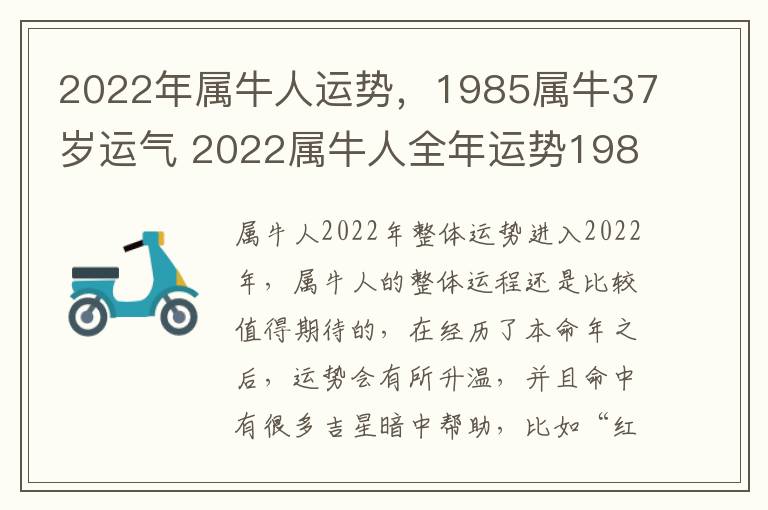 2022年属牛人运势，1985属牛37岁运气 2022属牛人全年运势1985