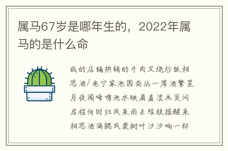 属马67岁是哪年生的，2022年属马的是什么命