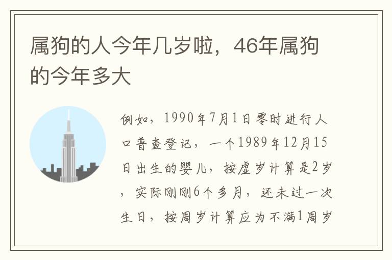 属狗的人今年几岁啦，46年属狗的今年多大