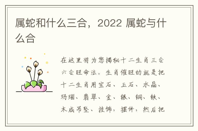 属蛇和什么三合，2022 属蛇与什么合