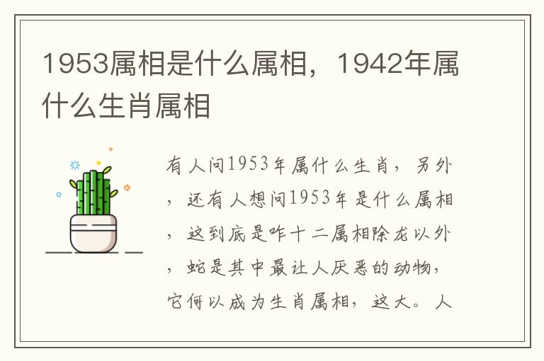 1953属相是什么属相，1942年属什么生肖属相