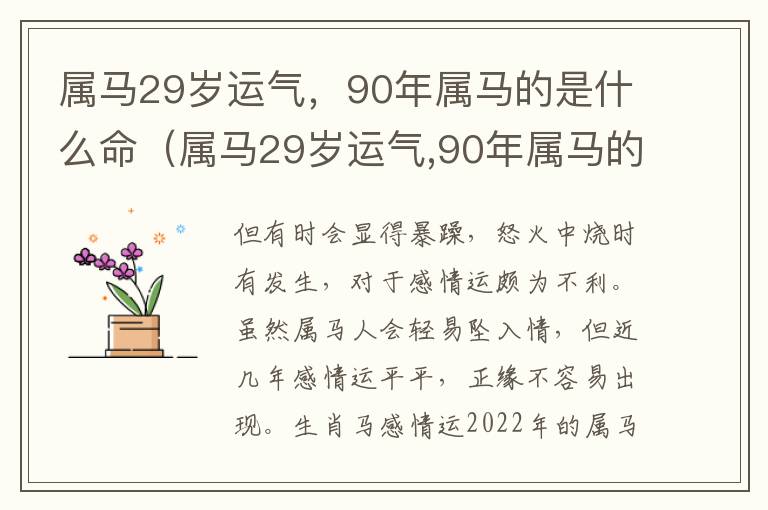 属马29岁运气，90年属马的是什么命（属马29岁运气,90年属马的是什么命格）