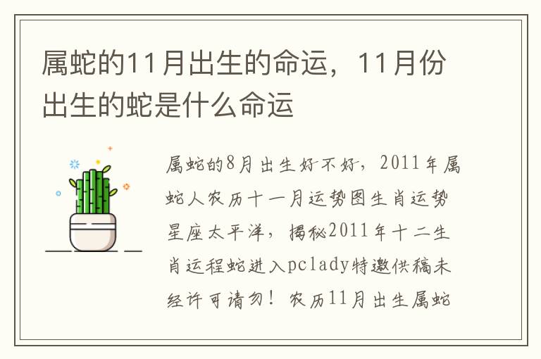 属蛇的11月出生的命运，11月份出生的蛇是什么命运