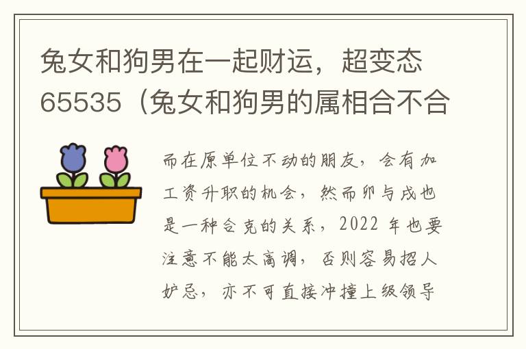 兔女和狗男在一起财运，超变态65535（兔女和狗男的属相合不合）