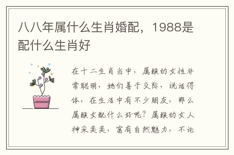 八八年属什么生肖婚配，1988是配什么生肖好