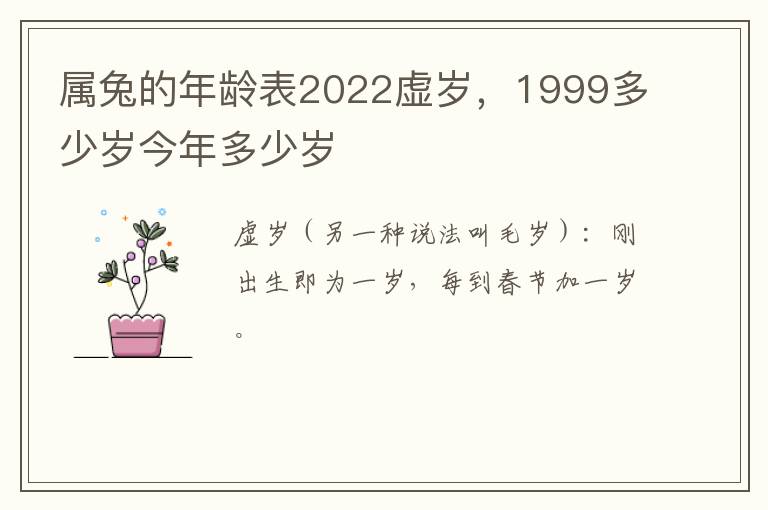 属兔的年龄表2022虚岁，1999多少岁今年多少岁