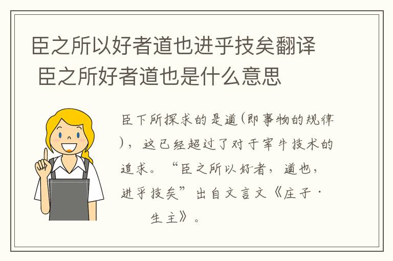 臣之所以好者道也进乎技矣翻译 臣之所好者道也是什么意思