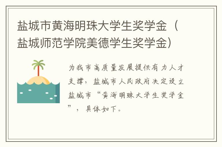 盐城市黄海明珠大学生奖学金（盐城师范学院美德学生奖学金）