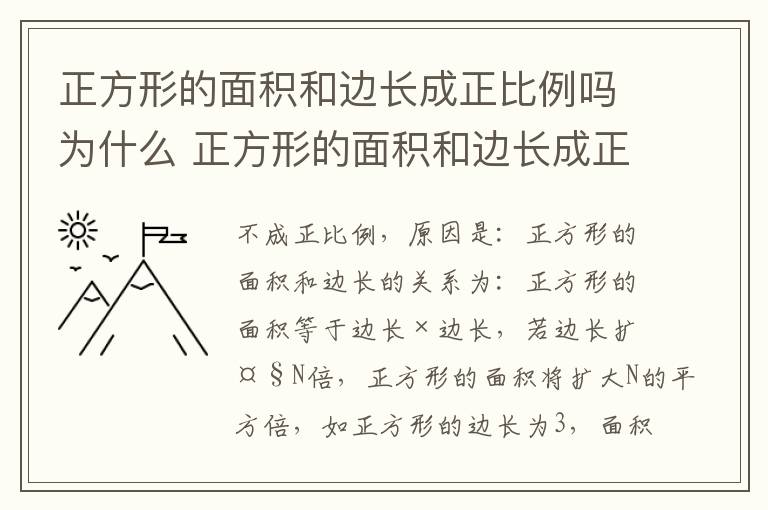 正方形的面积和边长成正比例吗为什么 正方形的面积和边长成正比例吗