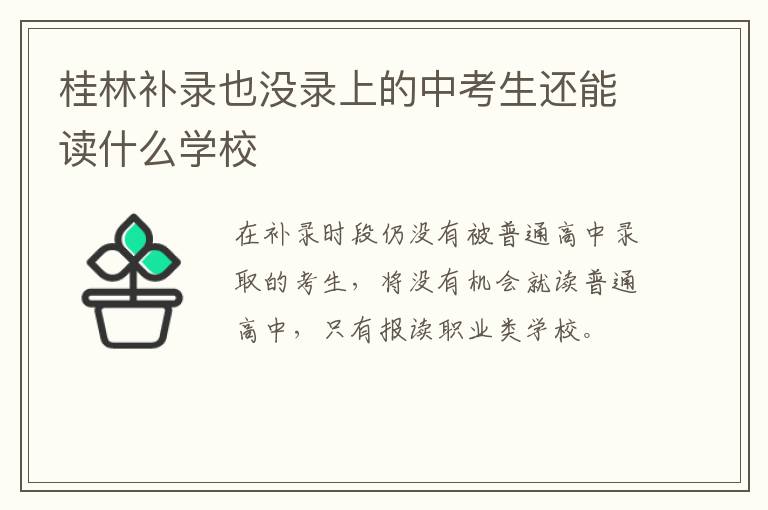 桂林补录也没录上的中考生还能读什么学校