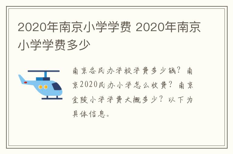 2020年南京小学学费 2020年南京小学学费多少