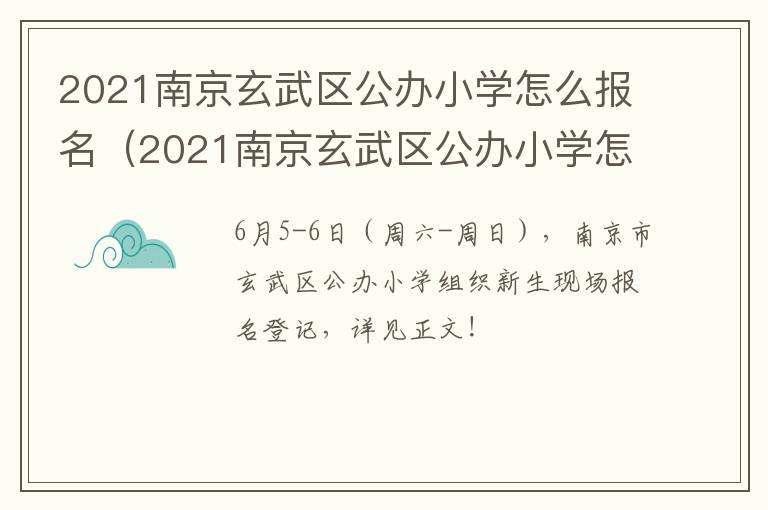 2021南京玄武区公办小学怎么报名（2021南京玄武区公办小学怎么报名入学）