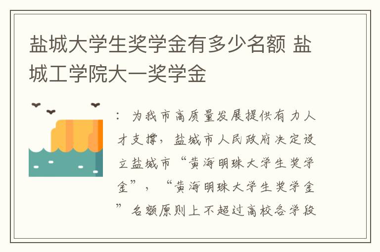 盐城大学生奖学金有多少名额 盐城工学院大一奖学金