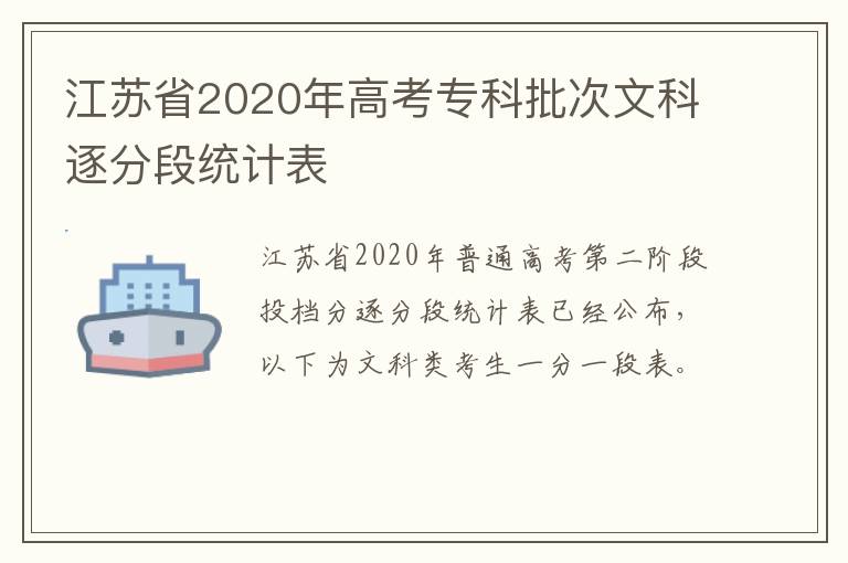 江苏省2020年高考专科批次文科逐分段统计表