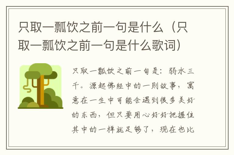 只取一瓢饮之前一句是什么（只取一瓢饮之前一句是什么歌词）