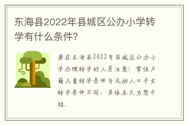 东海县2022年县城区公办小学转学有什么条件？