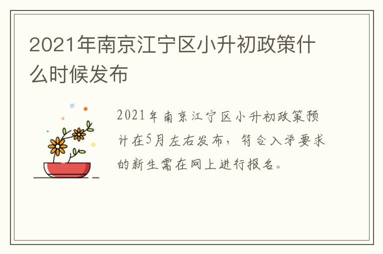 2021年南京江宁区小升初政策什么时候发布