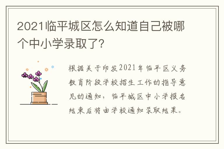 2021临平城区怎么知道自己被哪个中小学录取了？