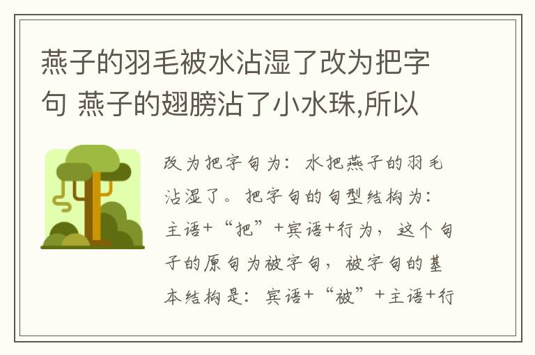 燕子的羽毛被水沾湿了改为把字句 燕子的翅膀沾了小水珠,所以飞不高对吗?