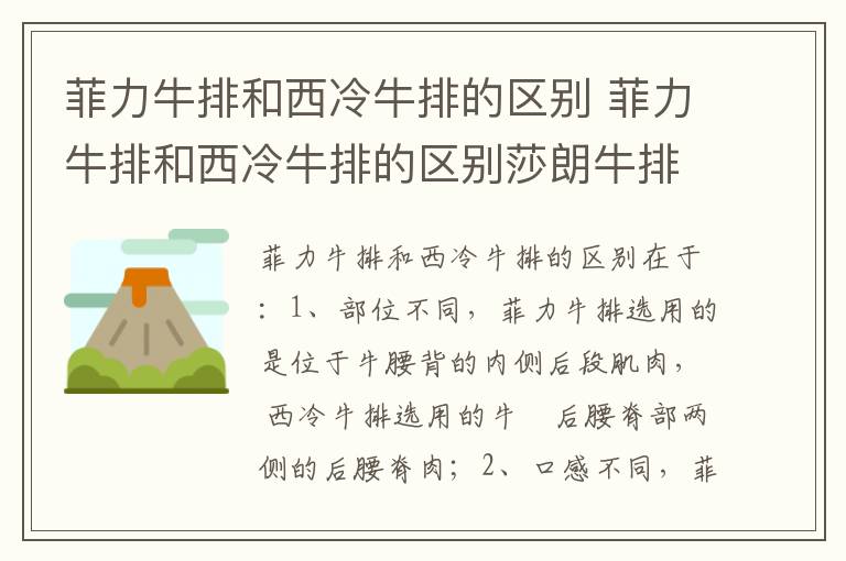菲力牛排和西冷牛排的区别 菲力牛排和西冷牛排的区别莎朗牛排