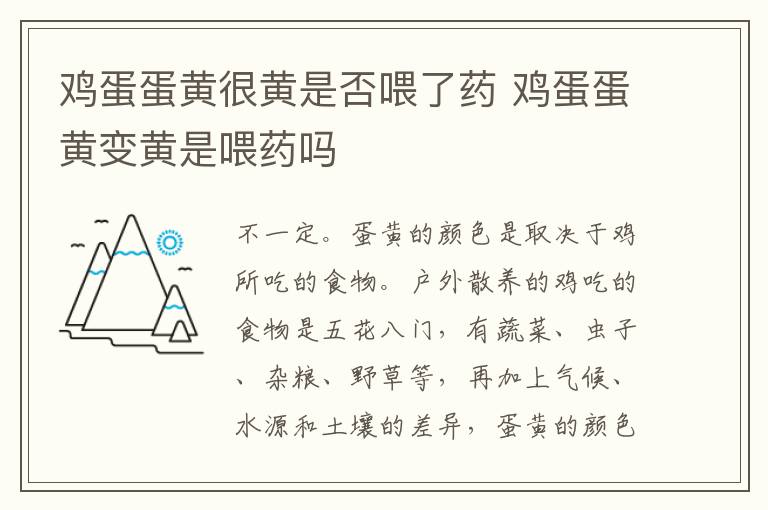 鸡蛋蛋黄很黄是否喂了药 鸡蛋蛋黄变黄是喂药吗