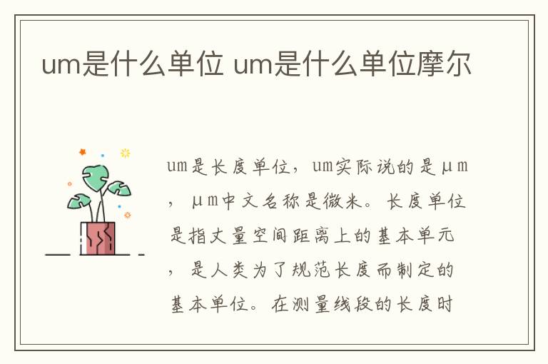 um是什么单位 um是什么单位摩尔