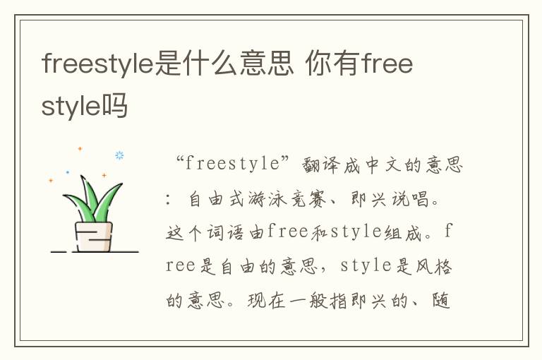 freestyle是什么意思 你有freestyle吗