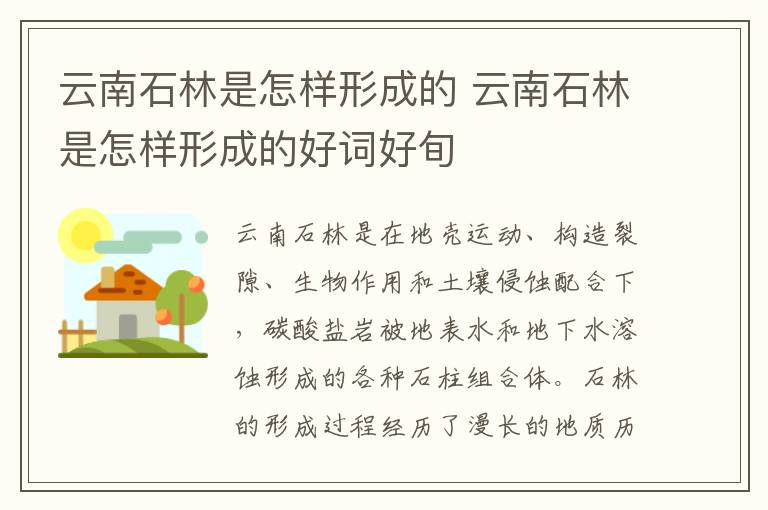 云南石林是怎样形成的 云南石林是怎样形成的好词好旬