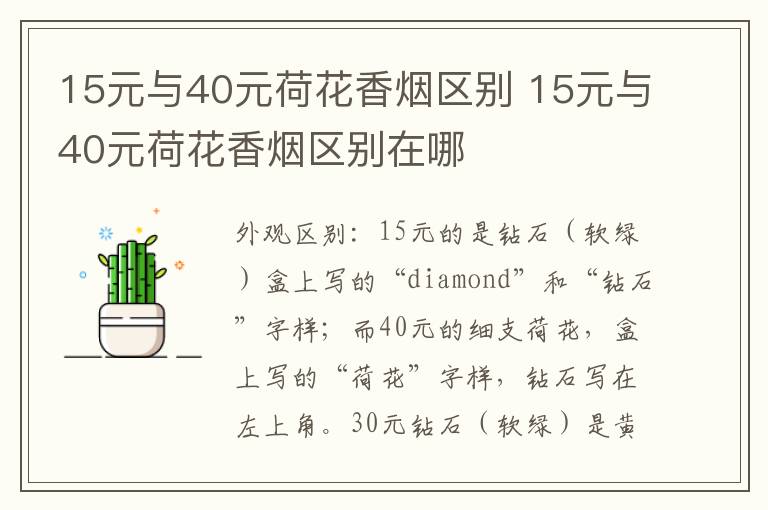 15元与40元荷花香烟区别 15元与40元荷花香烟区别在哪