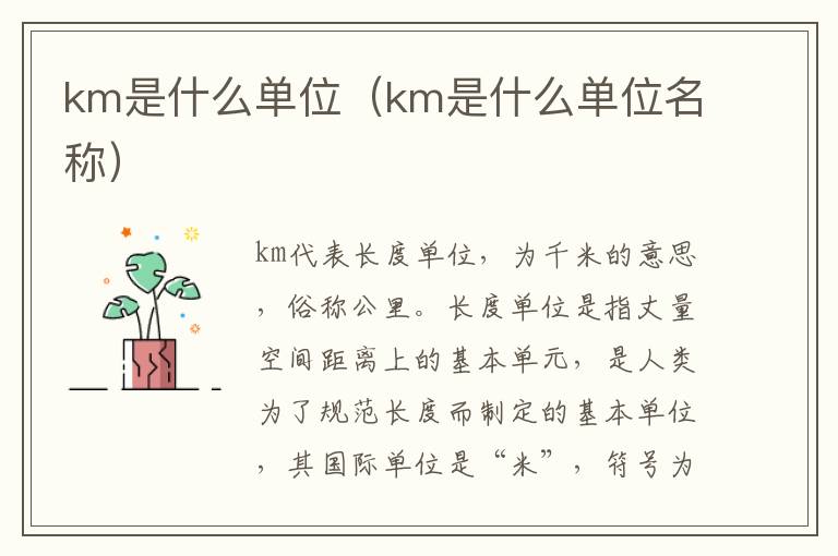 km是什么单位（km是什么单位名称）