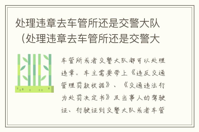 处理违章去车管所还是交警大队（处理违章去车管所还是交警大队电话）