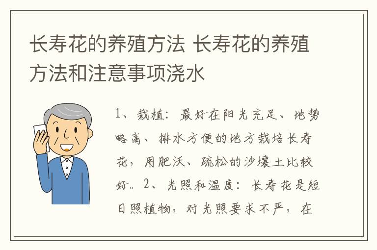 长寿花的养殖方法 长寿花的养殖方法和注意事项浇水