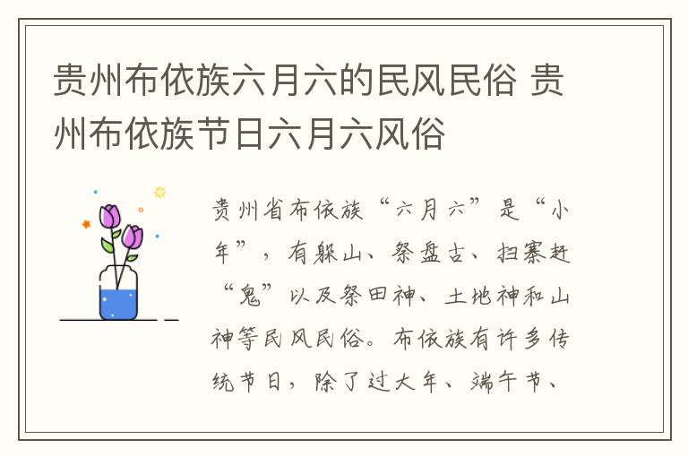 贵州布依族六月六的民风民俗 贵州布依族节日六月六风俗