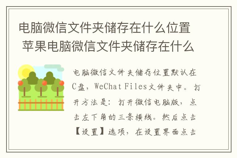 电脑微信文件夹储存在什么位置 苹果电脑微信文件夹储存在什么位置