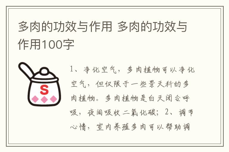 多肉的功效与作用 多肉的功效与作用100字