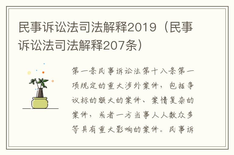 民事诉讼法司法解释2019（民事诉讼法司法解释207条）