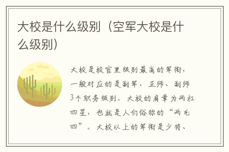 大校是什么级别（空军大校是什么级别）