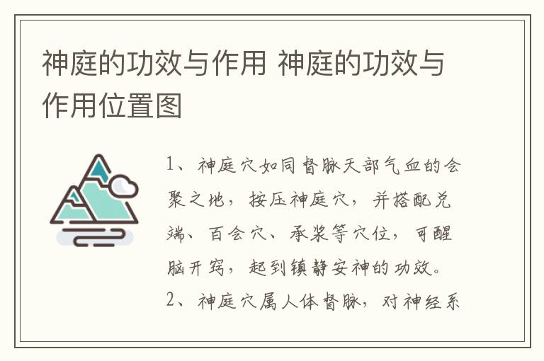 神庭的功效与作用 神庭的功效与作用位置图