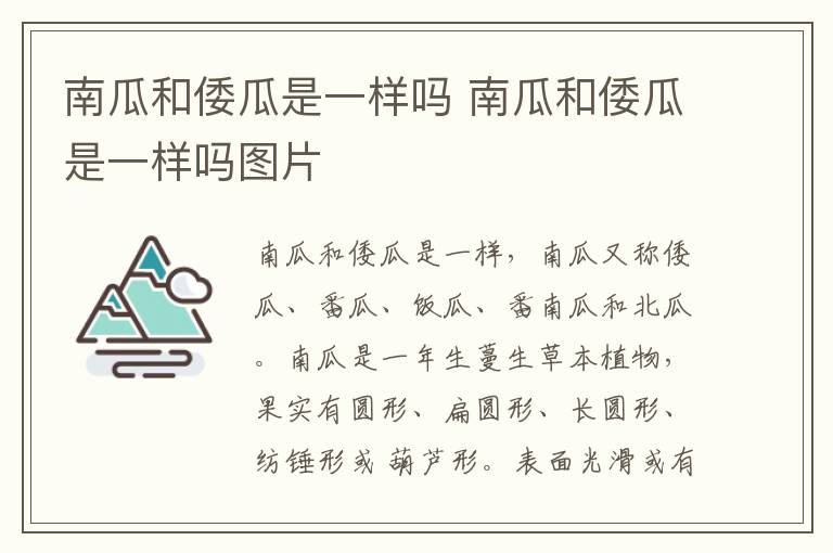 南瓜和倭瓜是一样吗 南瓜和倭瓜是一样吗图片