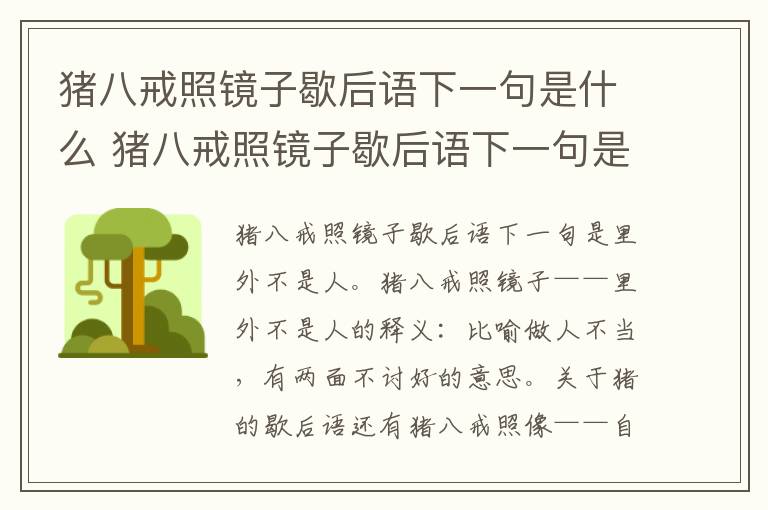 猪八戒照镜子歇后语下一句是什么 猪八戒照镜子歇后语下一句是什么(共2篇