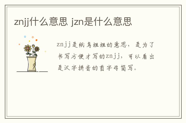 znjj什么意思 jzn是什么意思