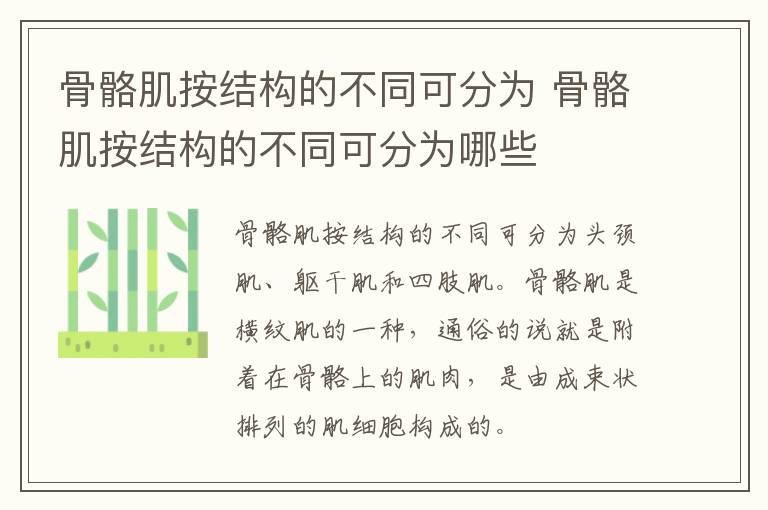 骨骼肌按结构的不同可分为 骨骼肌按结构的不同可分为哪些