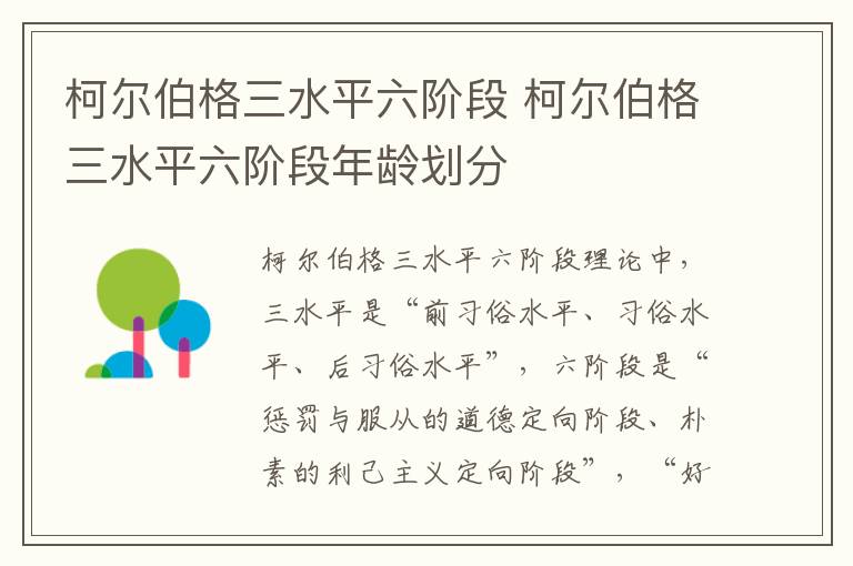 柯尔伯格三水平六阶段 柯尔伯格三水平六阶段年龄划分