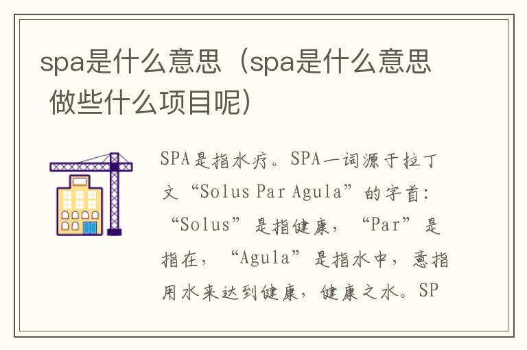 spa是什么意思（spa是什么意思 做些什么项目呢）