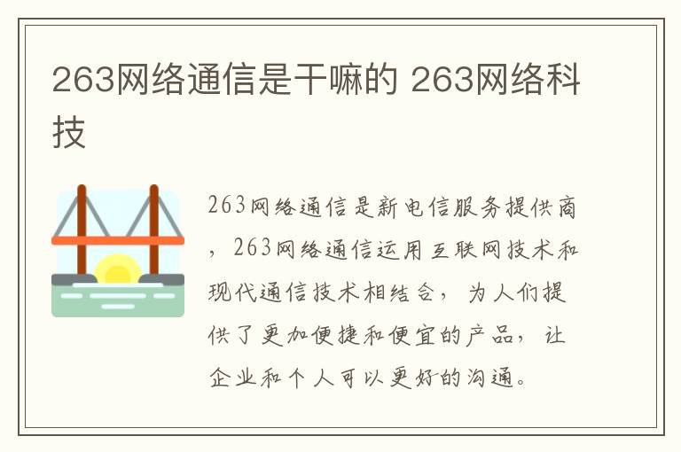 263网络通信是干嘛的 263网络科技