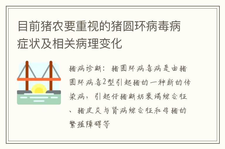 目前猪农要重视的猪圆环病毒病症状及相关病理变化