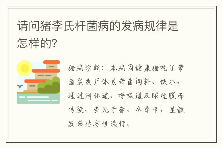 请问猪李氏杆菌病的发病规律是怎样的？