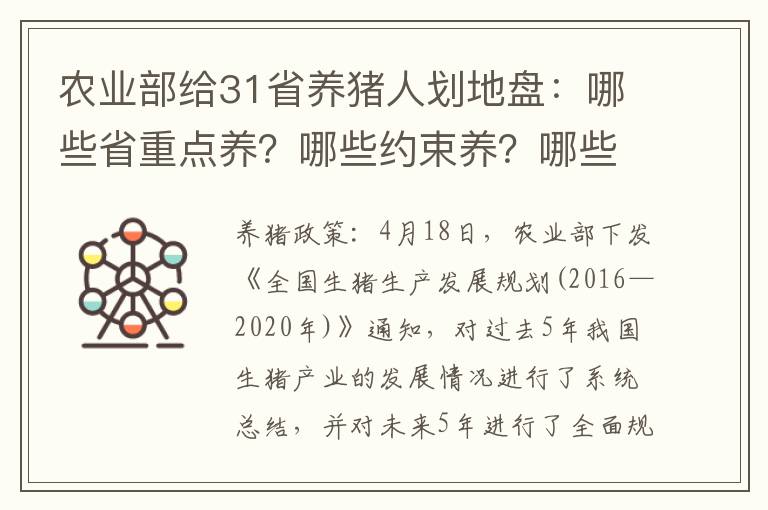 农业部给31省养猪人划地盘：哪些省重点养？哪些约束养？哪些适度