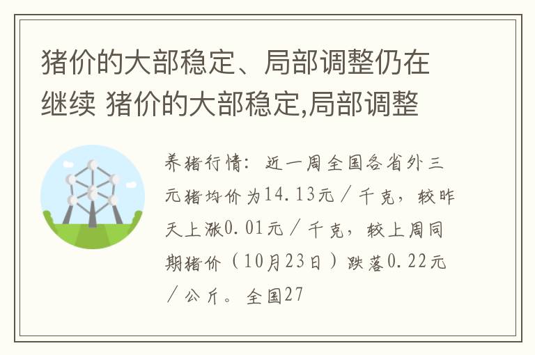 猪价的大部稳定、局部调整仍在继续 猪价的大部稳定,局部调整仍在继续下跌