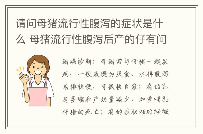 请问母猪流行性腹泻的症状是什么 母猪流行性腹泻后产的仔有问题吗